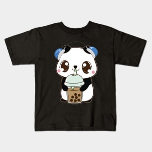 Cute Kawaii Bubble tea lover Panda Kids T-Shirt